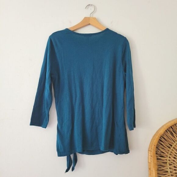 J. Jill Teal Cotton/Modal Blend Sweater Tie M - Picture 3 of 8